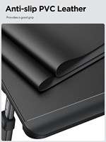 SAIJI Bureau en cuir XXL Table d'ordinateur portable réglable Super stabilité Table pliante Lapdesk Premium avec support pour l'étude