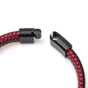 Bracelet en cuir PU tressé de style punk minimaliste avec fermoir magnétique en alliage, bracelet pour homme tissé à la main, bijoux - Product Image 6