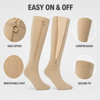 Chaussettes de compression à fermeture éclair pour hommes, respirantes, tricotées, longueur genou, pour le sport, vente en gros, conception personnalisée, marque privée OEM