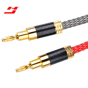 Câble de haut-parleur <span class=keywords><strong>Hi</strong></span>-<span class=keywords><strong>Fi</strong></span> tressé plaqué or 24 carats de haute qualité OCC OFC cuivre avec fiches banane - Product Image 2