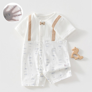 Body de Algodón para Bebé, Manga Corta, Unisex, Ropa de Verano para Recién Nacido con Detalle de Lazo - Product Image 1
