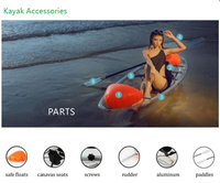 Kayak double en aluminium à fond transparent, cristallin, pour 2 personnes, avec pagaies, pour usage domestique et extérieur.