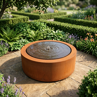 Table d'eau de jardin en acier Corten avec fontaine cascade, élément aquatique extérieur