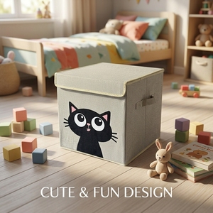 Contenedores de Almacenamiento Resistentes para Gatos - 100% Inodoros y Sin Deformaciones - Contenedores Cúbicos de Tela de Lino Reforzada con Tapas y Asas - Adorable Organizador de Armario - Product Image 4