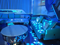 Vente en gros d'ensemble de canapés contemporains en cuir turquoise Assurance qualité Sectionnel moderne et élégant pour meubles de bar à la maison