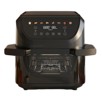 Friteuse à air compacte et populaire, 10L, avec fenêtre et circulation d'air chaud à 360°, sans huile, pour la famille, avec menus, pour poulet, numérique, pour usage domestique