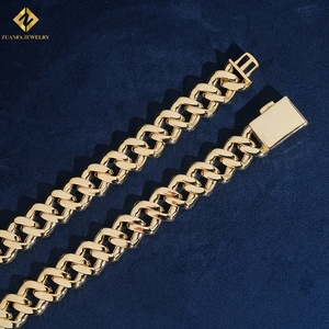 S925 Silver Rose Gold VVS Baguette Moissanite Cuban Link <b>Chain</b> 15mm <b>Iced</b> <b>Out</b> Hip Hop Necklace 3 Row Baguette & Round Cut Jewelry - Product Image 3