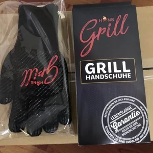 Amazon Individual isierte extra-/Hitze beständigkeit 800 1472f Aramid schwarze Silikon-/Outdoor-, rutsch feste BBQ-, Grill handschuhe für Küche