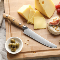 Couteaux à fromage professionnels uniques en acier composite 10Cr avec manche en bois d'olivier pleine longueur