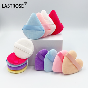 Top Seller blanco <span class=keywords><strong>negro</strong></span> Rosa terciopelo algodón microfibra suave absorción triángulo polvo <span class=keywords><strong>Puff</strong></span> para cosméticos maquillaje personalizado - Product Image 3