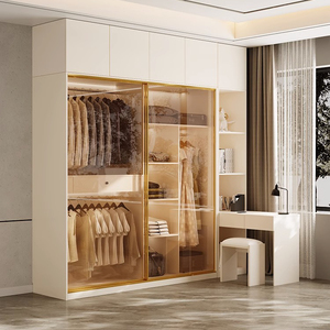 Armoire de dressing en bois personnalisable pour chambre à coucher, miroir réglable, garde-robe, organisation de rangement pour villas et chambres - Product Image 3