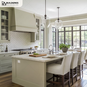 Buildgres Armoires de cuisine blanches en sourdine avec tiroir coulissant sans couture intégré dans l'effet personnalisé <span class=keywords><strong>hotte</strong></span> îlot panneau Design moderne - Product Image 2