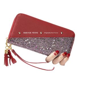 Cartera Larga de Moda con Diamantes para Mujer, Cartera de Cuero PU con Lentejuelas y Parches, Carteras de Lujo para Mujer - Product Image 4