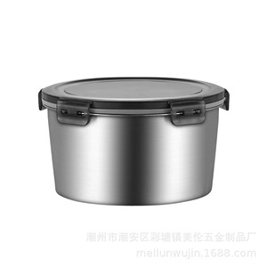 304 Stainless Steel Round Lunch <b>Box</b> With Lid Sealed Food Grade Large Capacity Refrigerated Insulated <b>Container</b> For Camping - Product Image 4