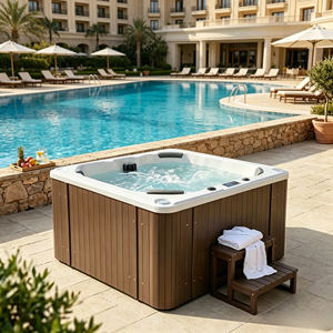 Vasca Idromassaggio Esterna per 4 Persone con Getti Massaggianti, Piscina Idroterapica Autoportante Jacuzzi per Villa - Product Image 3