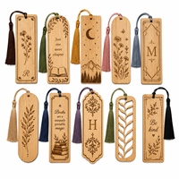 Marque-page en bois personnalisé en gros, gravé au laser, en bois recyclé avec pompon