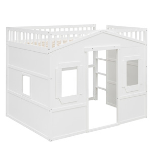 Children's Treehouse Bed White <b>Storage</b> Space Bedroom Furniture For <b>Kids</b> - Product Image 4