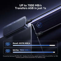 TB501 Max USB-C 80Gbps M.2 NVMe SSD Enclosure Tanpa Alat, Casing Aluminium, Mendukung 8TB, Input PD 100W, Mendukung Form Factor