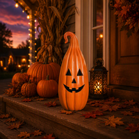 Figurine sculptée personnalisée en forme de citrouille avec initiale 'M' - Décoration d'automne, élément de table charmant, unique pour la décoration d'Halloween et de Thanksgiving