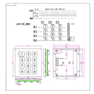 12 Key LED Backlight Stainless Waterproof Matrix Digital Access <strong>Control</strong> Door Metal Keypad 3X4 Inch <strong>3D</strong> Keypad &amp; <strong>Keyboard</strong> - Product Image 6