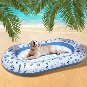 PVC Inflatable <b>Pool</b> Float 55*35.4 Inch Pet <b>Pool</b> Raft for <b>Dog</b> Blue and White Color Oval Shape for Summer Fun - Product Image 6