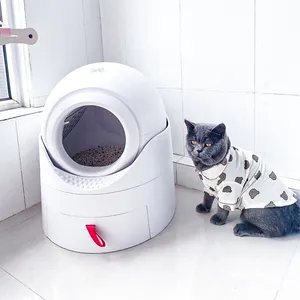 Điện Tự Động Mèo Xả Rác Hộp Nhà Vệ Sinh, Ẩn Đóng Cửa Đồ Nội Thất, Vật Nuôi Bằng Nhựa, Kèm Theo Đầy Đủ, Lớn Tự Làm Sạch