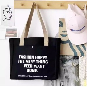 Wholesale Letter Print <b>Canvas</b> <b>Tote</b> Bag Eco Friendly Reusable Handbag with Custom Logo - Product Image 4
