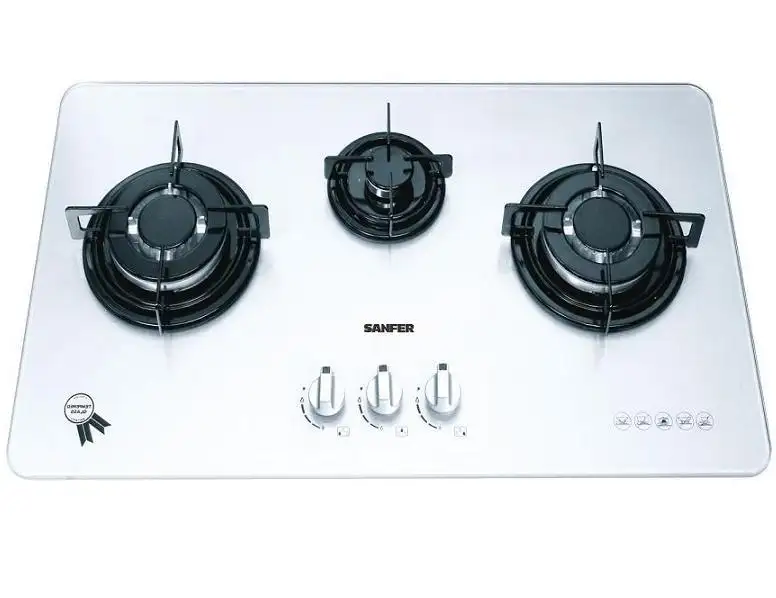 Sanfer Desain Baru 3-Burner Dibangun Di Kaca Tempered Kompor Gas