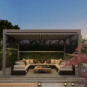 outsunny gazebos Suppliers-Pérgola horizontal para exteriores, pérgola de aluminio bioclimática de 12 m2, para barbacoa, jardín y patio