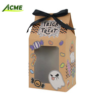 2024 vente en gros Halloween boîte à bonbons verticale boîte à biscuits bonbons au chocolat boîte en papier Kraft avec fenêtre transparente