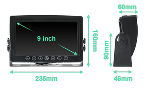 Cámara de Reversa Impermeable de 9 Pulgadas, Kit de Cámara de Respaldo AHD 1080P, Monitor de Pantalla Dividida, Visión Nocturna, 9-36V, para Remolque, Autobús, Caravana - Product Image 3