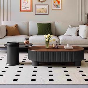 Oval <b>Walnut</b> Wood Coffee <b>Table</b> Modern Minimalist Living Room Furniture - Product Image 5