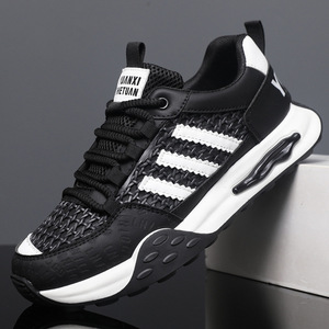 Zapatos deportivos informales de malla transpirable para hombre, suela gruesa, tacón con cuña oculta, zapatos Agan Dad, blanco, rojo, gris, negro, S05 - Product Image 2