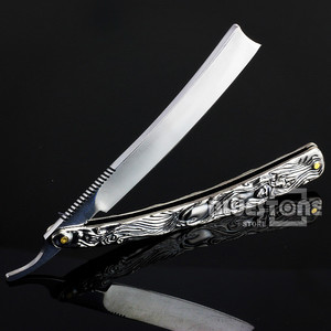 De aluminio Vintage borde recto de acero inoxidable de <span class=keywords><strong>la</strong></span> talladora del peluquero maquinilla de afeitar plegable cuchillo envío gratuito - Product Image 5