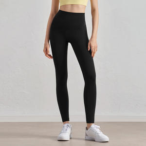 Leggings Fitness di alta qualità da donna di vendita calda nuove tasche da palestra con retro a V a modello solido elastico in vita antibatterico - Product Image 1