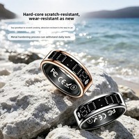 Anneau intelligent SR16 avec écran, en acier inoxydable, suivi de santé portable, chargement magnétique pour Android et iOS, surveillance HRV, Smartring