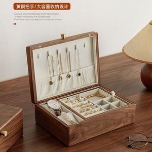 Black Walnut Wood Jewelry <b>Box</b> 25x18x8.8cm With Lids For Necklaces Watches Storage Rectangle Solid Wood Design - Product Image 1