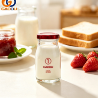 Botol Susu Segar Kaca Bening Botol Yogurt Botol Minuman Kaca Bulat Dengan Tutup
