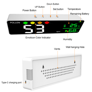 Appareil de comptage du pollen mural avancé avec thermomètre et hygromètre, prévisions précises des allergies, analyse environnementale - Product Image 2
