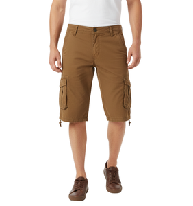 Men's Cotton <b>Cargo</b> Shorts Elastic Waist Solid Multi-Pocket Casual <b>Work</b> Wear Knitted High Street Brown Khaki Summer Outdoor Style - Product Image 1