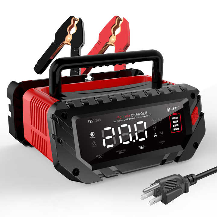 HTRC Portable 20a Car Battery Charger 12v 24v Automatic Motorcycle 