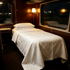 Sábana Plana <span class=keywords><strong>de</strong></span> Satén 100% Algodón <span class=keywords><strong>de</strong></span> Calidad Hotelera, Lujosa Sábana Blanca para Camas <span class=keywords><strong>de</strong></span> Tren, Cabina y Hostelería - Product Image 1