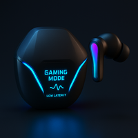 Écouteurs sans fil RGB pour jeux vidéo, écouteurs TWS à faible latence 5.3 avec basses HiFi et étui de charge