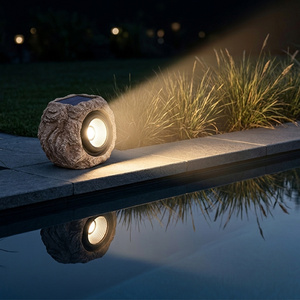 Luces <span class=keywords><strong>Solares</strong></span> para Jardín, Estilo Piedra Marrón, Iluminación Exterior para Caminos de Jardín, Césped, Patio y Paisajes, para Distribuidores - Product Image 1