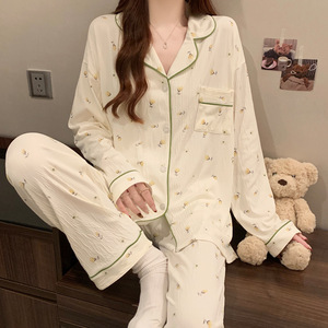 Conjunto <span class=keywords><strong>de</strong></span> <span class=keywords><strong>Pijama</strong></span> <span class=keywords><strong>de</strong></span> Crepé <span class=keywords><strong>de</strong></span> Seda <span class=keywords><strong>de</strong></span> Leche Arrugada <span class=keywords><strong>de</strong></span> Manga Larga para Mujer, Transpirable, Suave, Cómodo, Informal, para Estar en Casa - Product Image 6