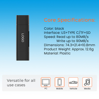 Lector de Tarjetas TF/SD Externo USB Tipo-C de Doble Cabezal, Adaptador USB 3.0 RD2010 con Velocidad de Lectura de 90 MB/s para Cámara, PC, Teléfono Inteligente y Portátil