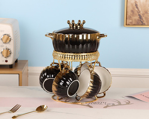 Cao Cấp Thiết Lập Chuyên Nghiệp Sử Dụng Tốt Và Nhà Hàng Phong Cách Nấu Ăn Ở Nhà Sang Trọng Vàng Gốm Bát Canh Nồi Với Muỗng - Product Image 4