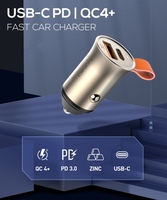 LDNIO C509Q Chargeur de voiture en métal PD à double port à prix compétitif avec ceinture en cuir Mini chargeur de voiture électrique Station d'adaptation