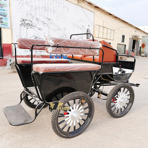 Charrette d'entraînement pour chevaux à 4 roues, style vintage, nouvelle, rickshaw à 2 roues, prix bas, 2 places, marron, Marathon à vendre - Product Image 3