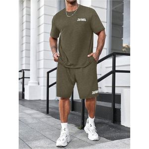 Men's Two Piece Tracksuit Short Sleeve <b>T</b> Shirt <b>Track</b> Shorts Set Casual Breathable Simple Design - Product Image 4